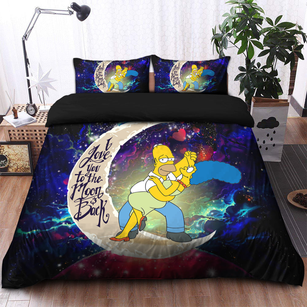 Simpsons Family Love You To The Moon Galaxy Bedding Set Duvet Cover And 2 Pillowcases Nearkii