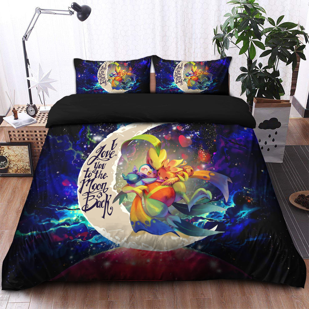 Torchic Grovyle Piplup Pokemon Love You To The Moon Galaxy Bedding Set Duvet Cover And 2 Pillowcases Nearkii