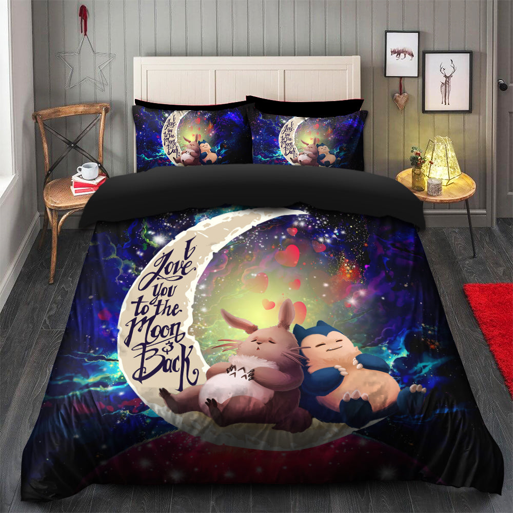 Totoro Ghibli Snorlax Pokemon Love You To The Moon Galaxy Bedding Set Duvet Cover And 2 Pillowcases Nearkii