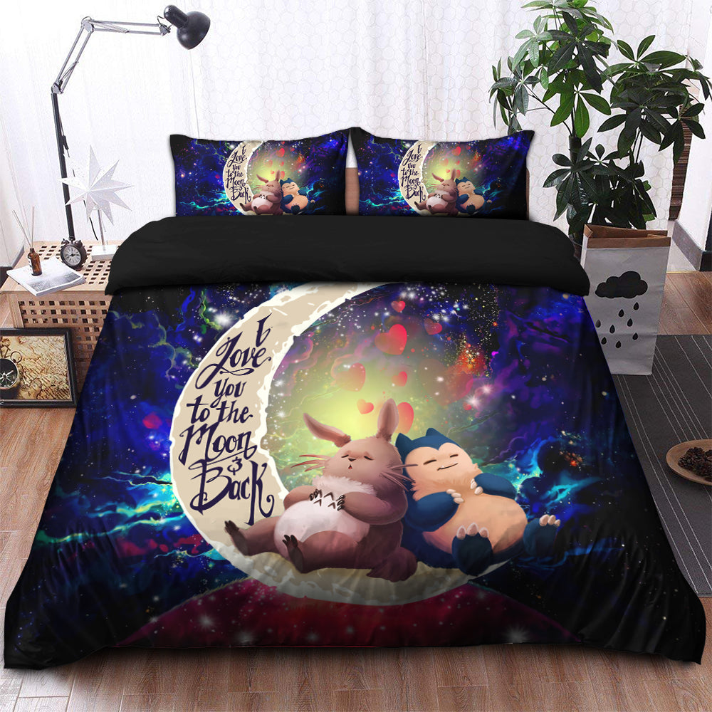 Totoro Ghibli Snorlax Pokemon Love You To The Moon Galaxy Bedding Set Duvet Cover And 2 Pillowcases Nearkii