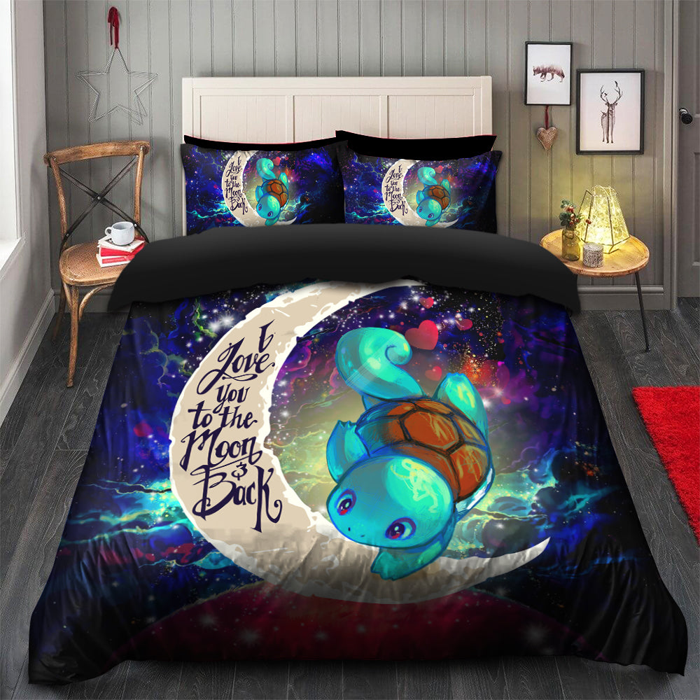 Squirtle Pokemon Love You To The Moon Galaxy Bedding Set Duvet Cover And 2 Pillowcases Nearkii