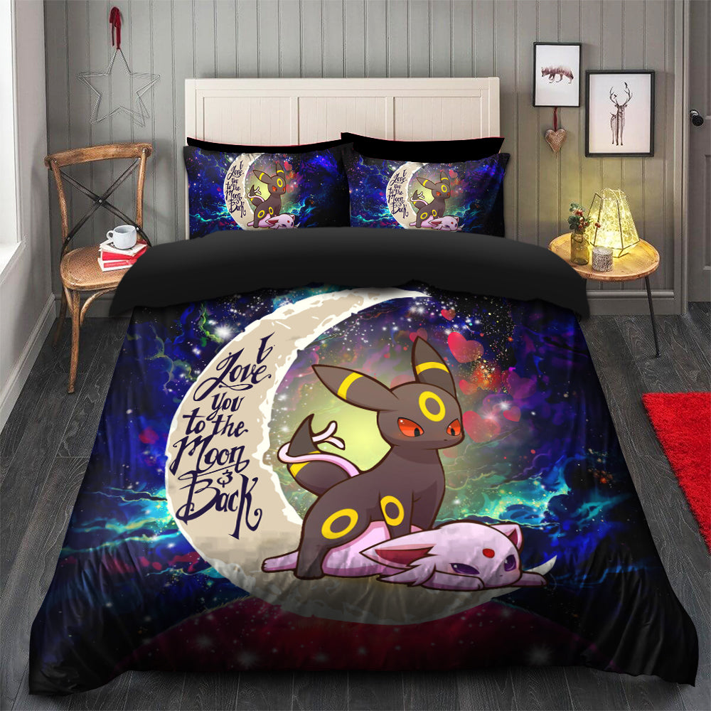 Umbreon Espeon Eevee Evolution Pokemon Love You To The Moon Galaxy Bedding Set Duvet Cover And 2 Pillowcases Nearkii