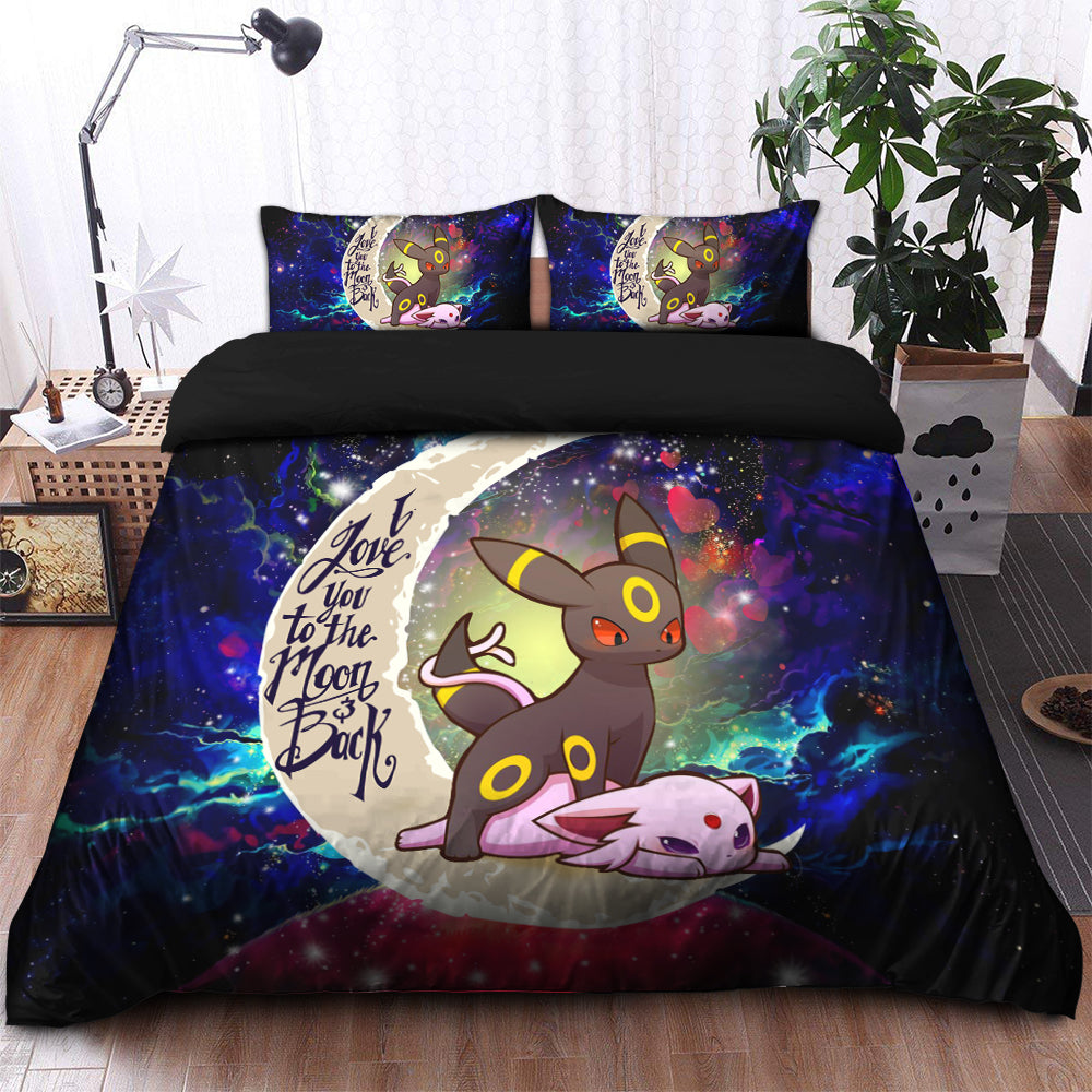Umbreon Espeon Eevee Evolution Pokemon Love You To The Moon Galaxy Bedding Set Duvet Cover And 2 Pillowcases Nearkii