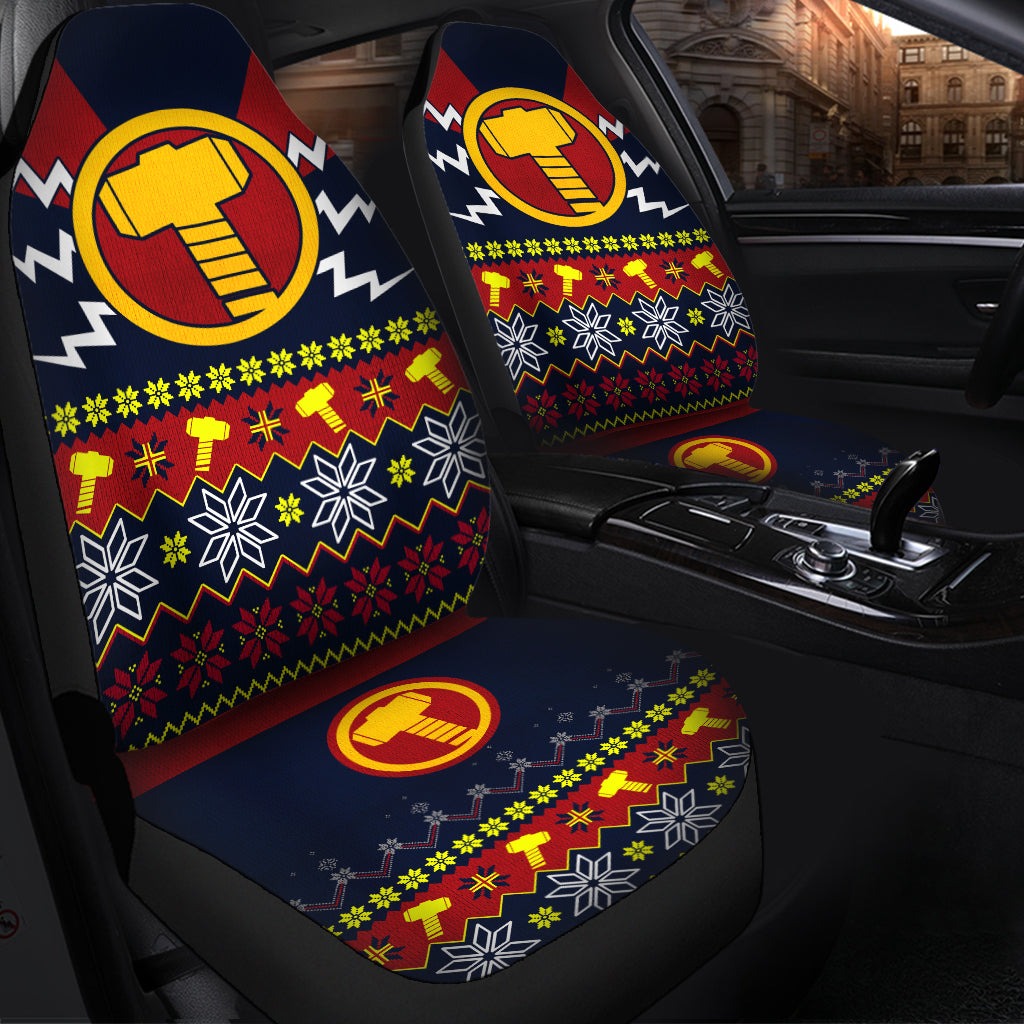 Thor Mjolnir Hammer Christmas Premium Custom Car Seat Covers Decor Protectors Nearkii