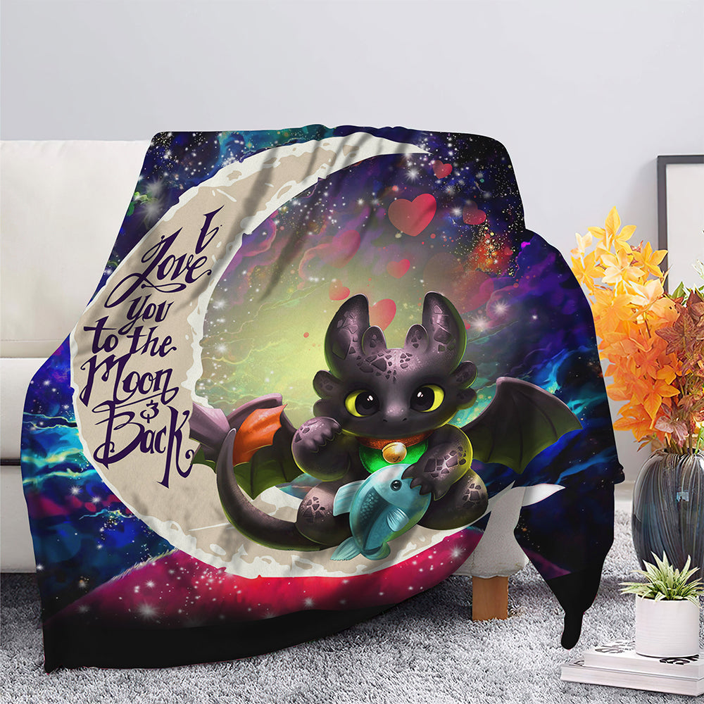 Toothless With Fish Love You To The Moon Galaxy Blanket Nearkii
