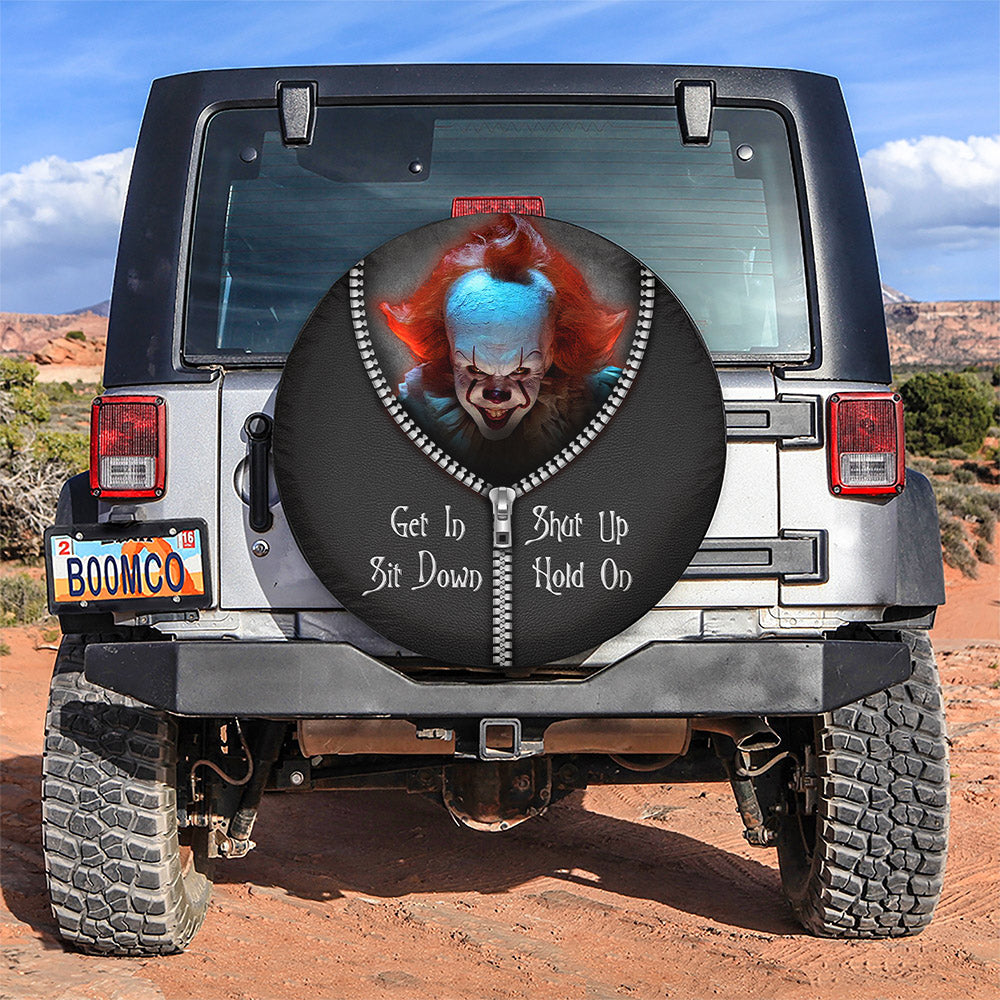 Pennywise Horror Movies Zipper Get In Shit Down Shut Up Hold On Jeep Car Spare Tire Covers Gift For Campers Nearkii