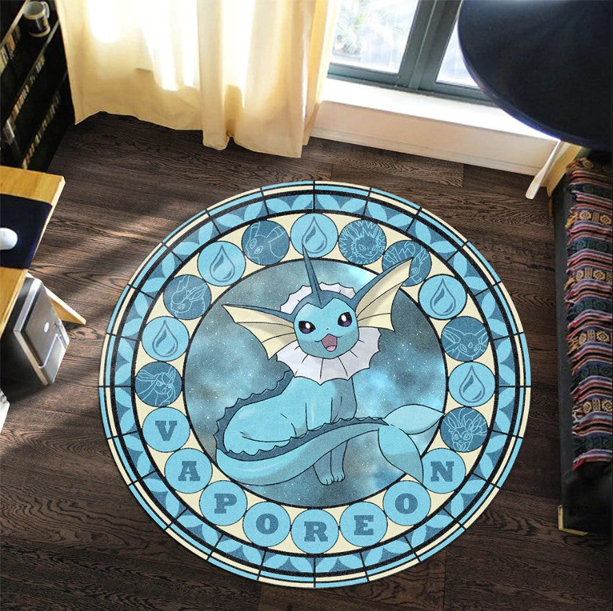 Pokemon Vaporeon Round Carpet Rug Bedroom Livingroom Home Decor Nearkii