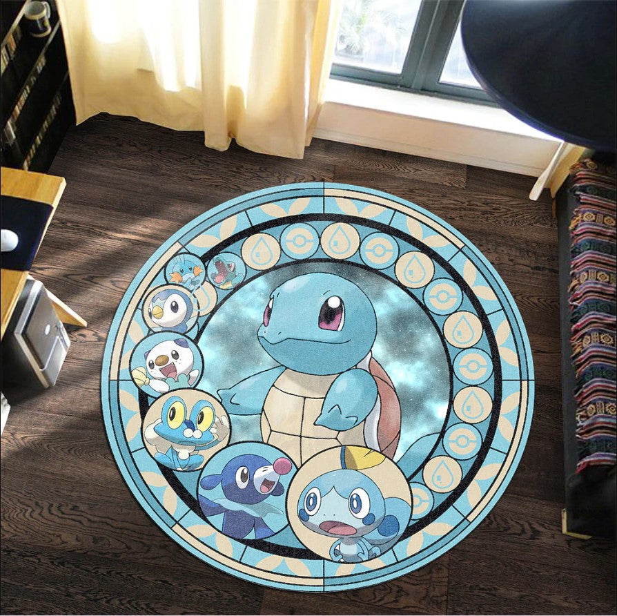 Pokemon Water Starter Round Carpet Rug Bedroom Livingroom Home Decor Nearkii