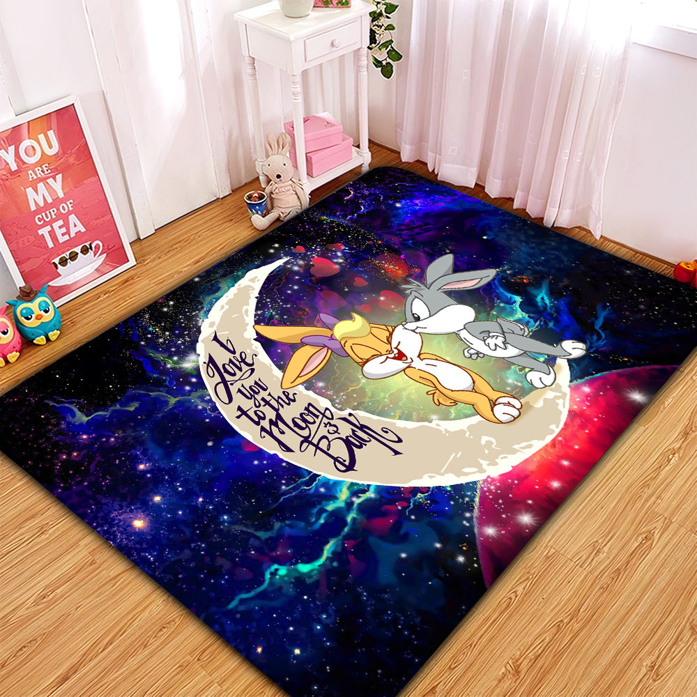 Bunny Couple Love You To The Moon Galaxy Rug Carpet Rug Home Room Decor Nearkii