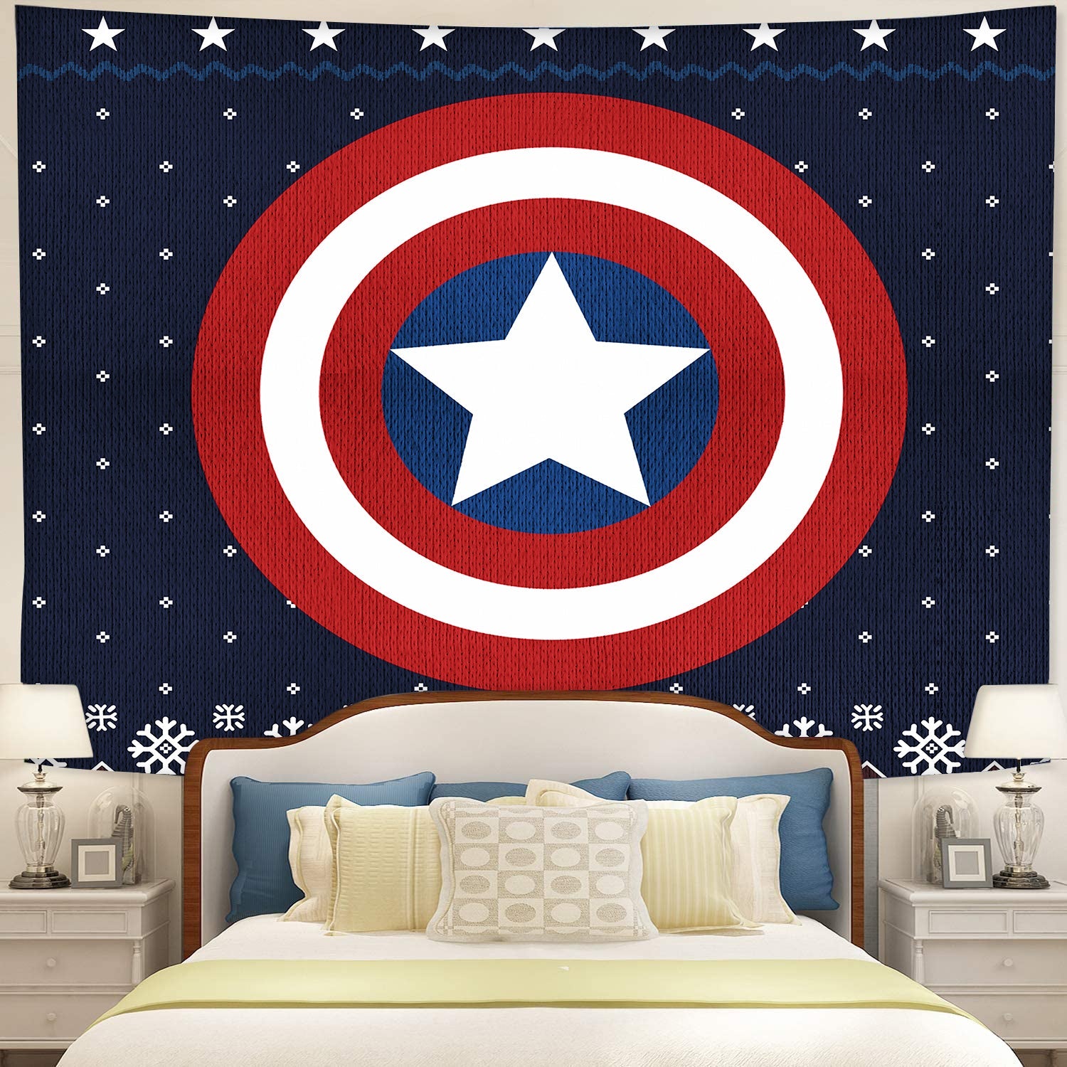 Captain America Christmas Tapestry Room Decor Nearkii