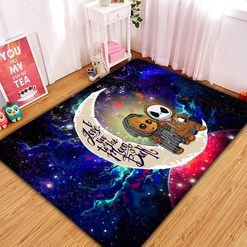 Cute Baby Groot And Jack Nightmare Before Christmas Love You To The Moon Galaxy Rug Carpet Rug Home Room Decor Nearkii