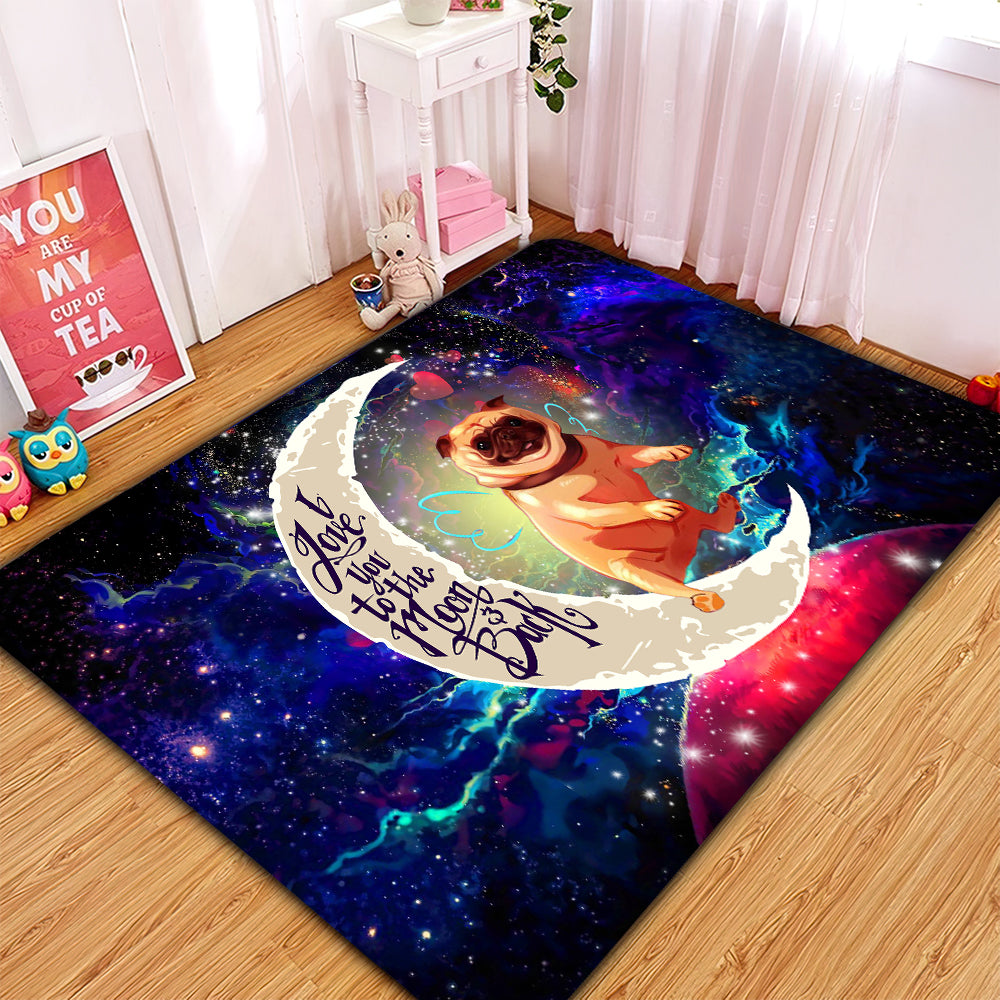 Cute Bull Dog Love You To The Moon Galaxy Rug Carpet Rug Home Room Decor Nearkii
