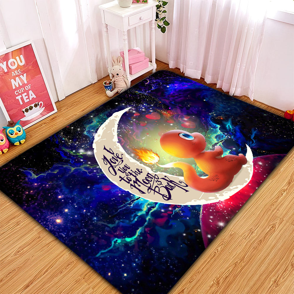 Cute Charmander Pokemon Love You To The Moon Galaxy Rug Carpet Rug Home Room Decor Nearkii