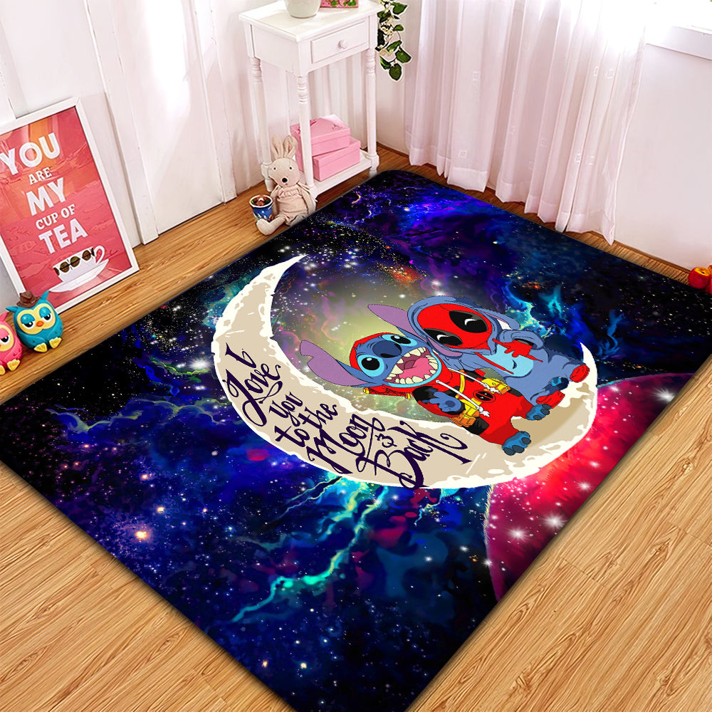 Cute Deadpool And Stitch Love You To The Moon Galaxy Rug Carpet Rug Home Room Decor Nearkii