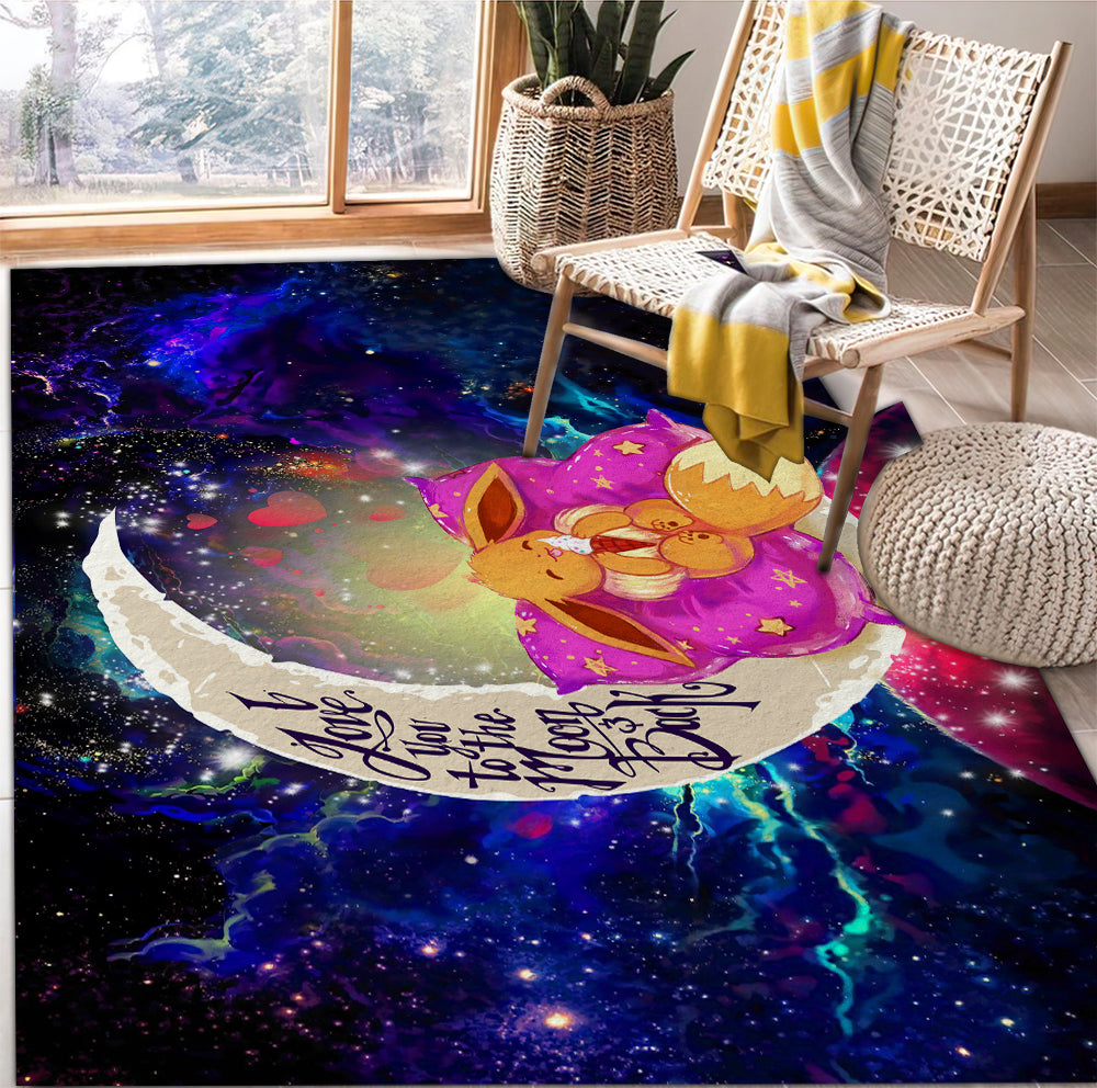 Cute Eevee Pokemon Sleep Night Love You To The Moon Galaxy Rug Carpet Rug Home Room Decor Nearkii