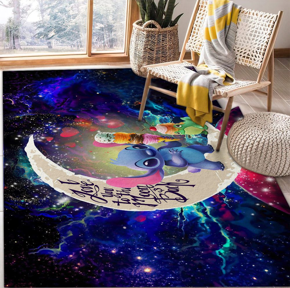 Cute Stitch Frog Icecream Love You To The Moon Galaxy Rug Carpet Rug Home Room Decor Nearkii