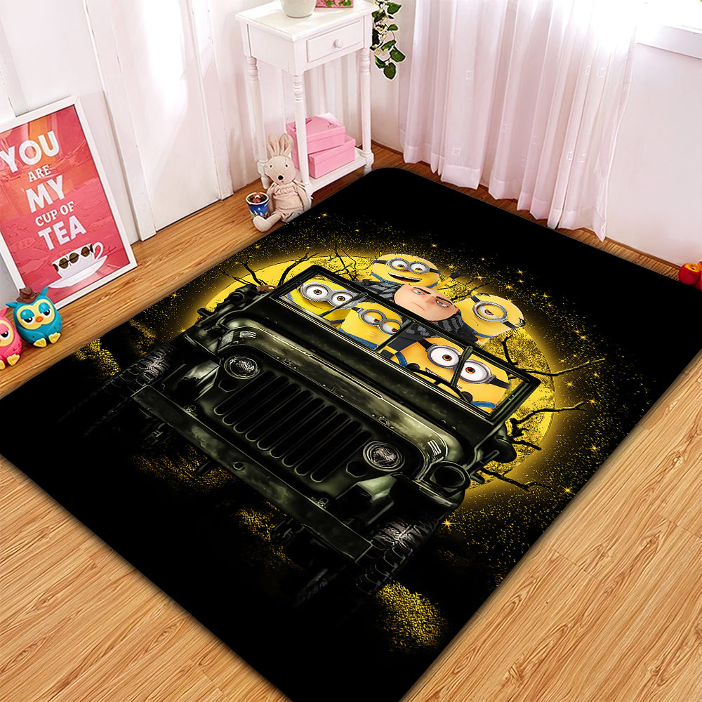 Despicable Me Gru And Minions Ride Jeep Funny Anime Moonlight Halloween Rug Carpet Rug Home Room Decor Nearkii