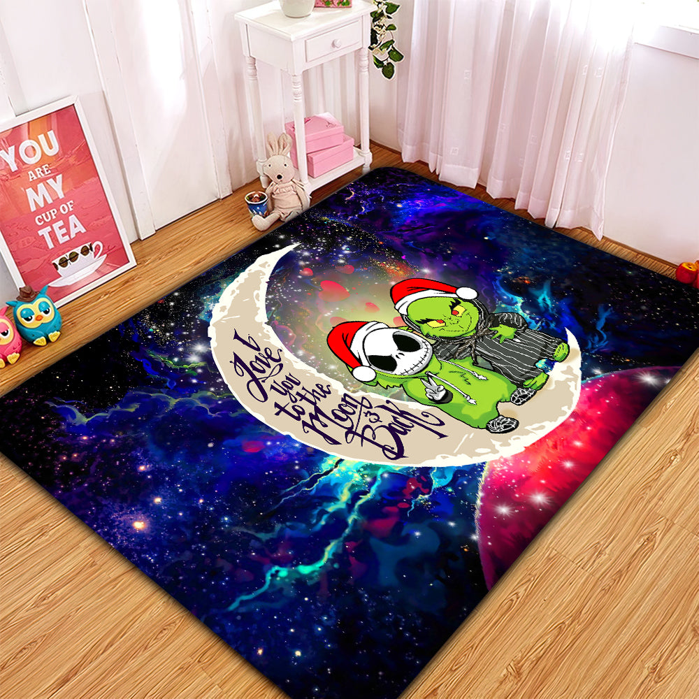 Grinch And Jack Nightmare Before Christmas Love You To The Moon Galaxy Rug Carpet Rug Home Room Decor Nearkii