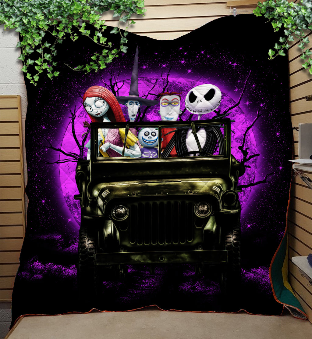 Halloween Nightmare Before Christmas Jeep Funny Moonlight Quilt Blanket Nearkii