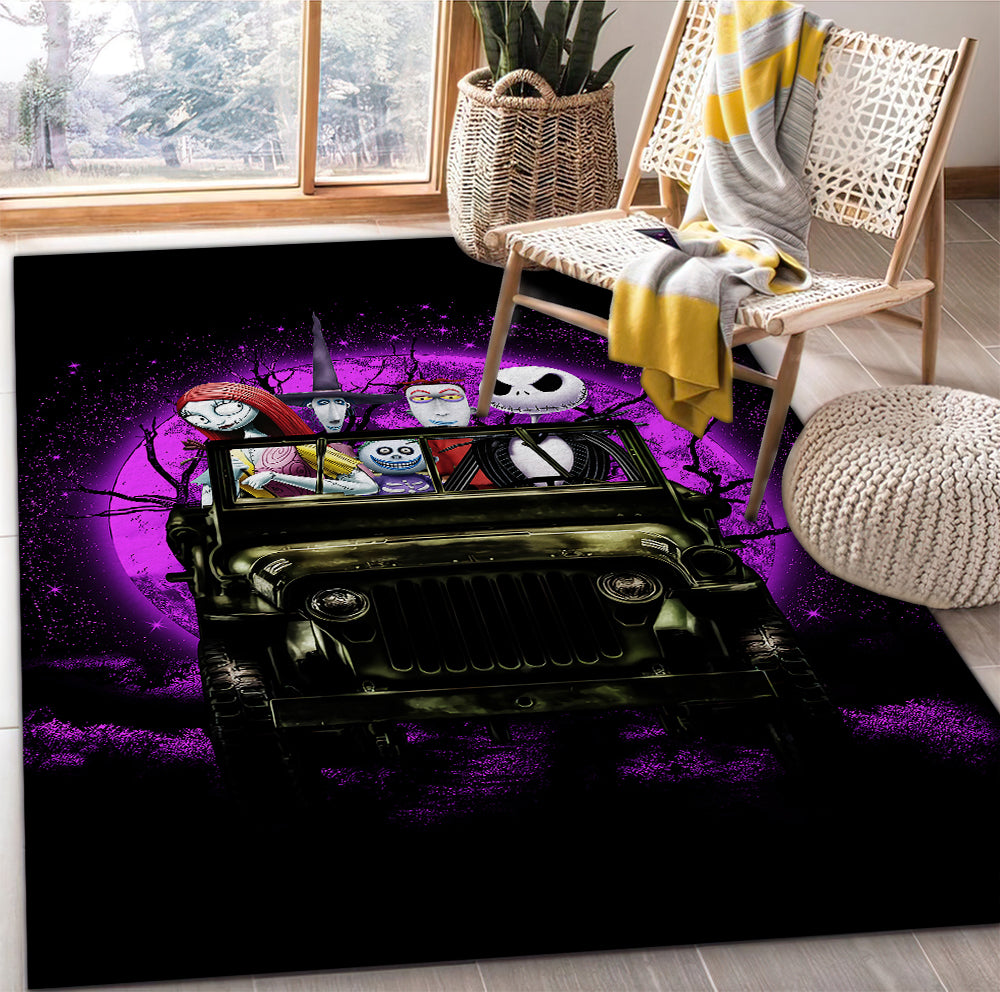 Halloween Nightmare Before Christmas Ride Jeep Funny Anime Moonlight Rug Carpet Rug Home Room Decor Nearkii