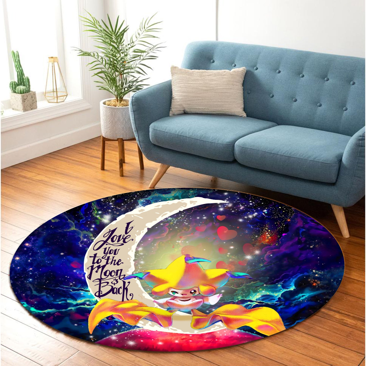 Jirachi Pokemon Love You To The Moon Galaxy Round Carpet Rug Bedroom Livingroom Home Decor Nearkii