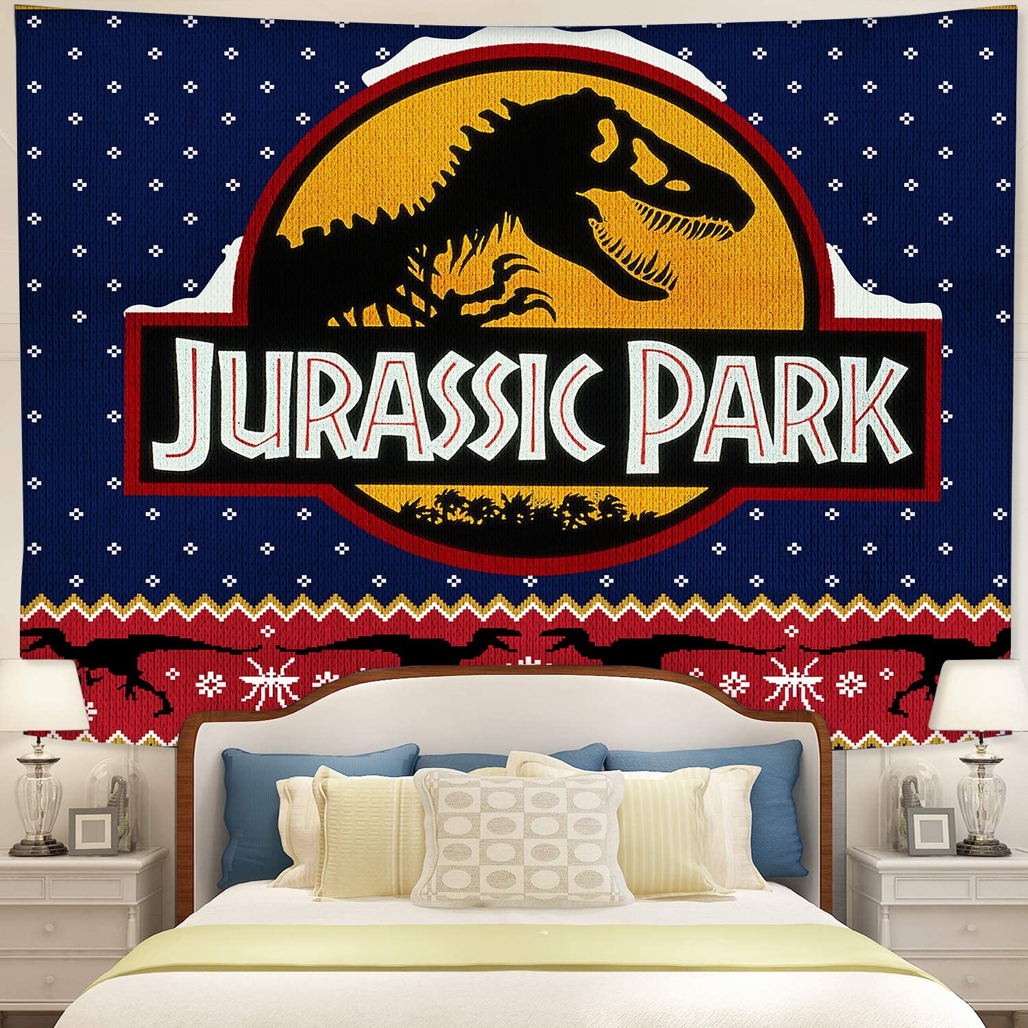 Jurassic Park Christmas Tapestry Room Decor Nearkii