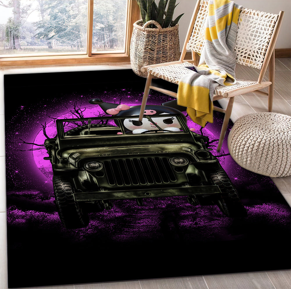 Kuromi Ride Jeep Funny Anime Moonlight Rug Carpet Rug Home Room Decor Nearkii