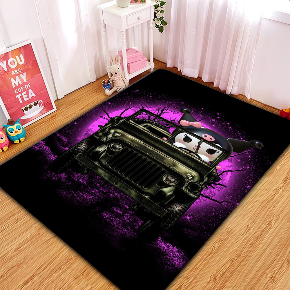 Kuromi Ride Jeep Funny Anime Moonlight Rug Carpet Rug Home Room Decor Nearkii
