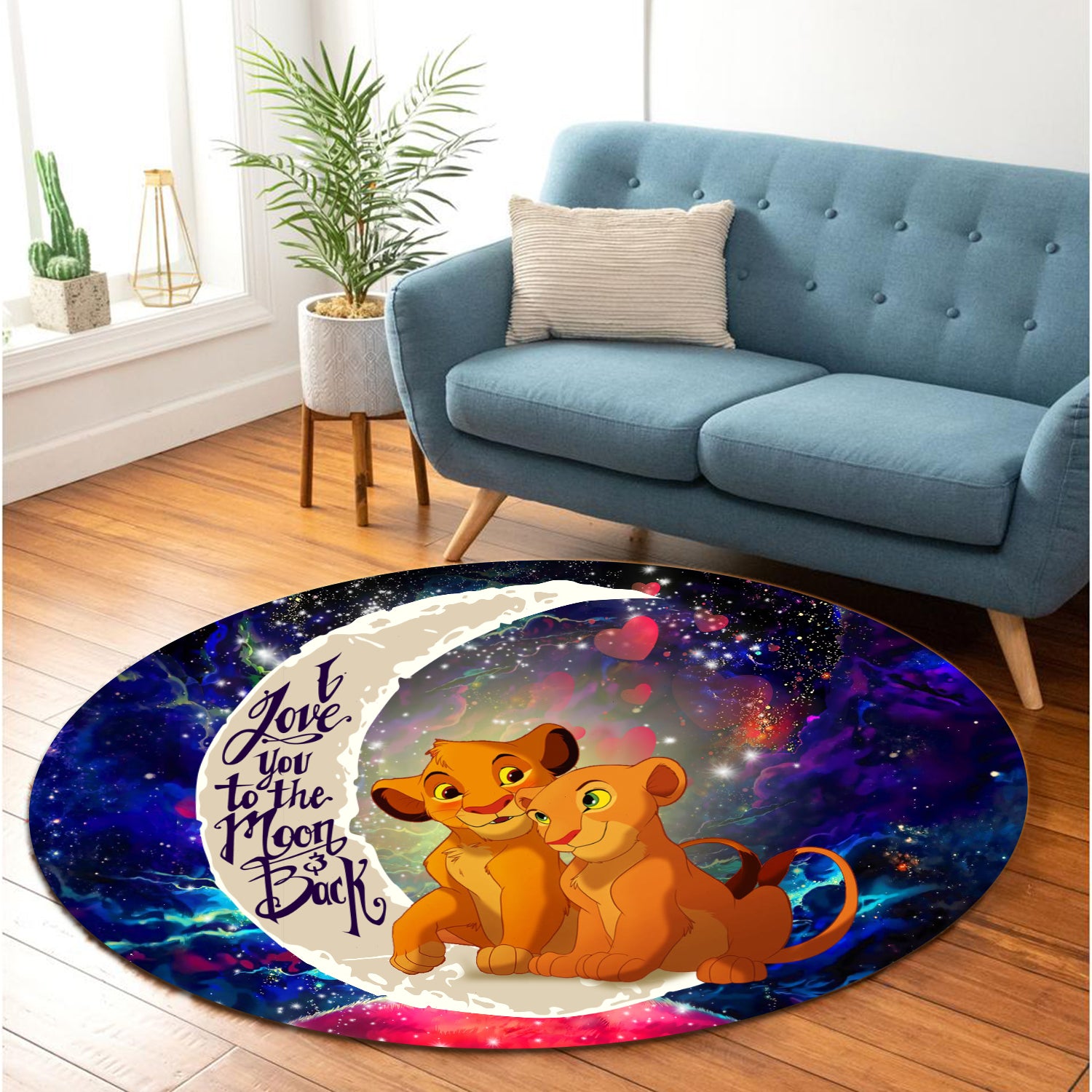 Lion King Simba Nala Love You To The Moon Galaxy Round Carpet Rug Bedroom Livingroom Home Decor Nearkii