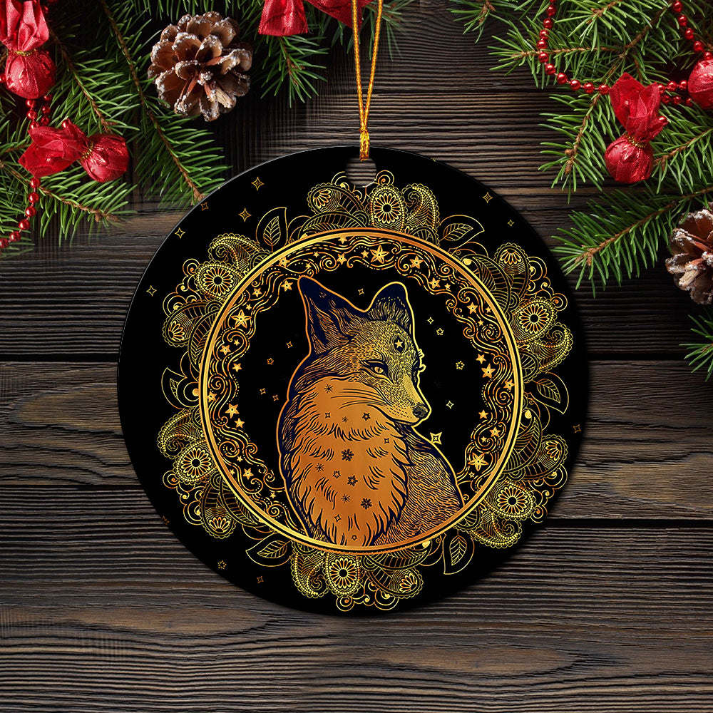 Mandala Fox Mica Ornament Perfect Gift For Holiday Nearkii