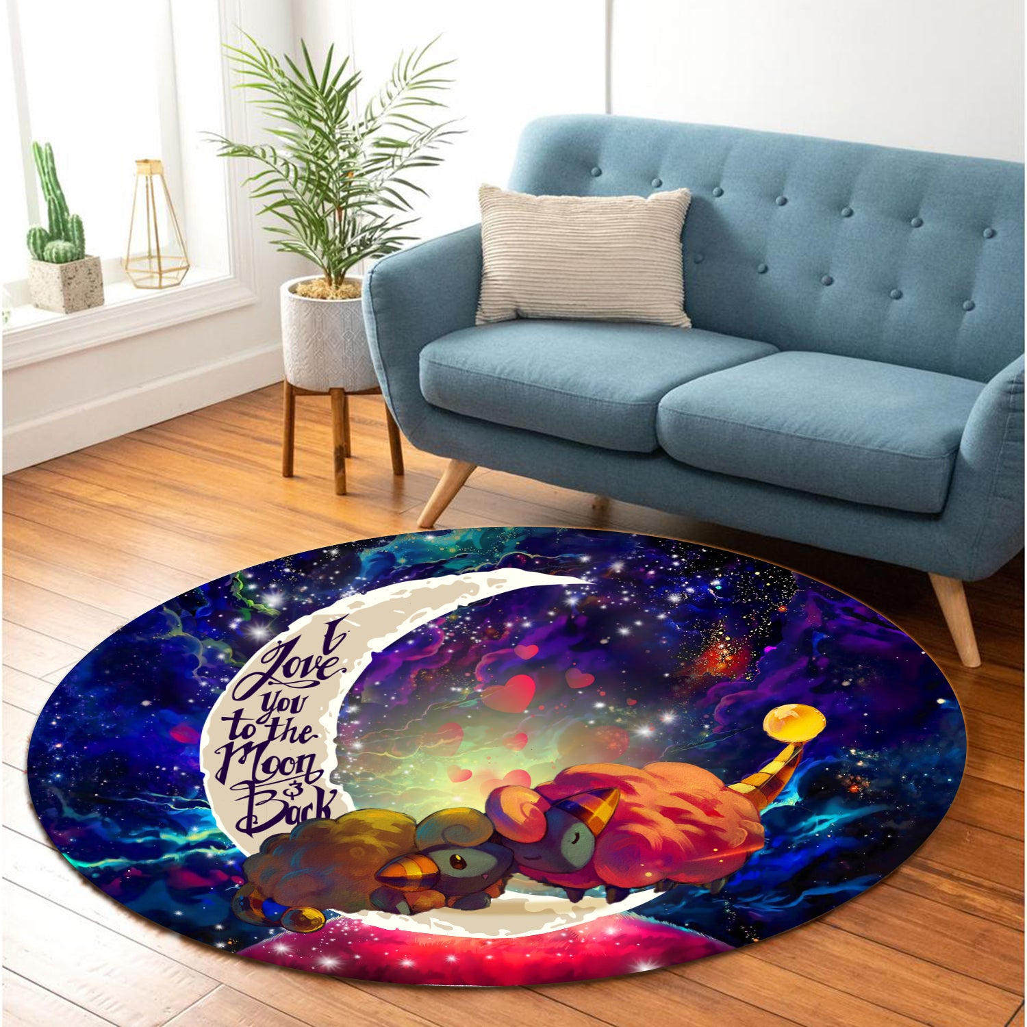 Mareep Pokemon Love You To The Moon Galaxy Round Carpet Rug Bedroom Livingroom Home Decor Nearkii