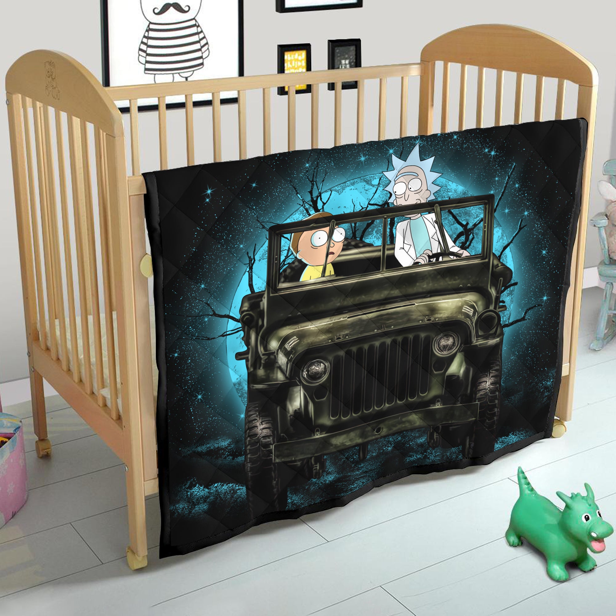 Rick And Morty Funny Moonlight Halloween Quilt Blanket Nearkii