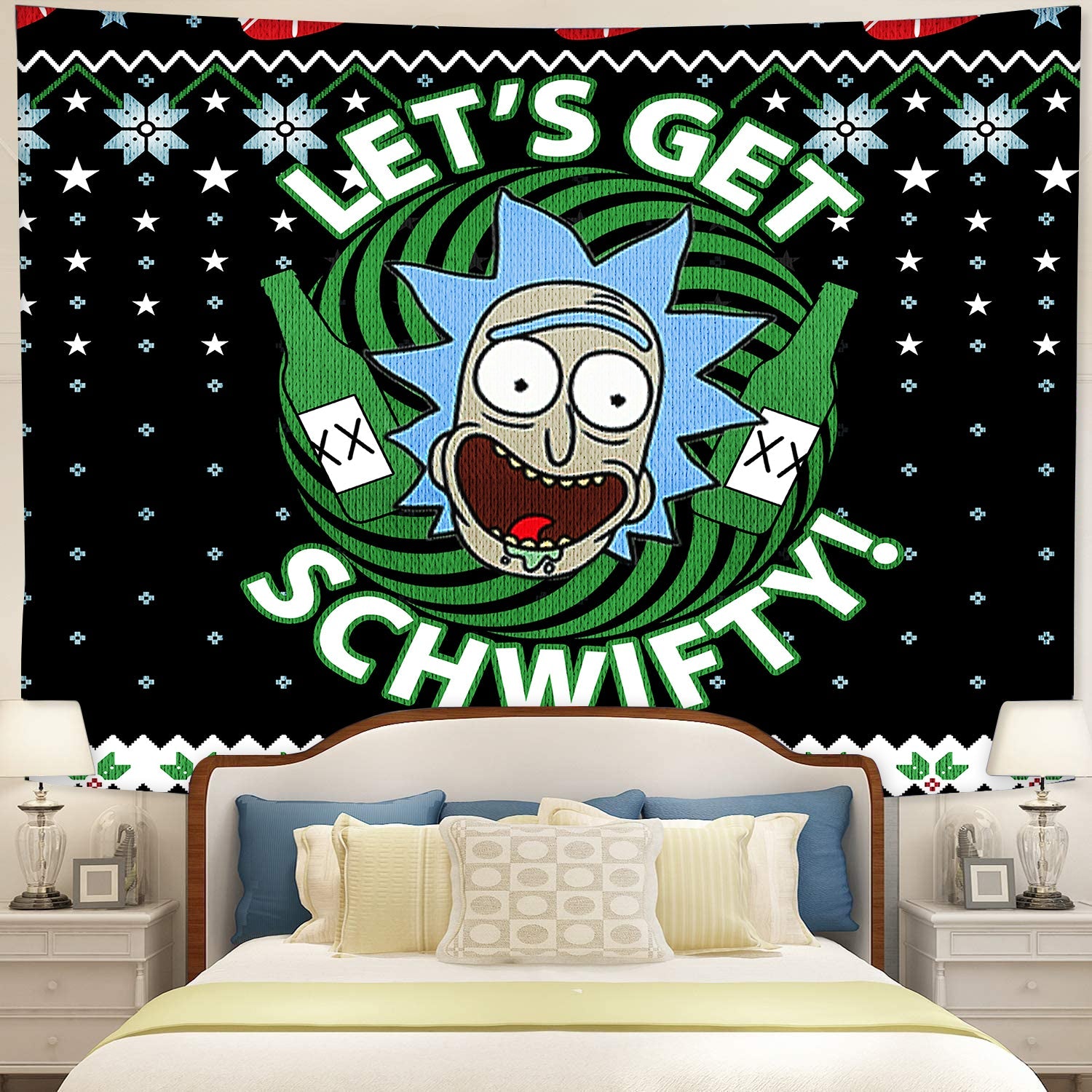 Rick Morty Christmas Tapestry Room Decor Nearkii