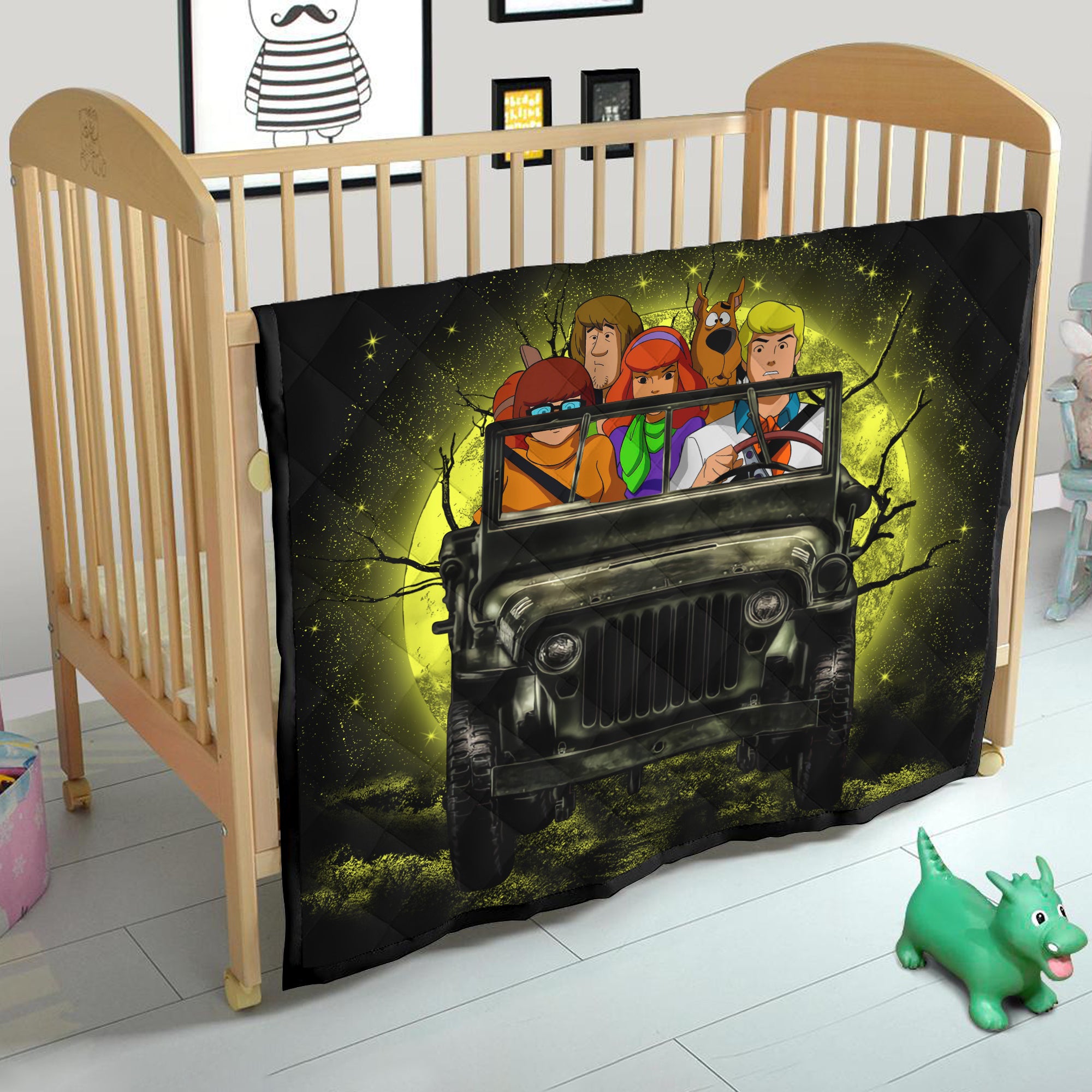 Scooby Doo Drive Jeep Funny Moonlight Halloween Quilt Blanket Nearkii