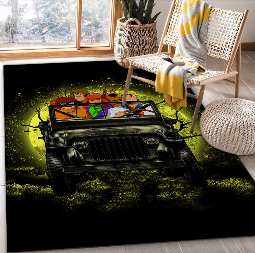 Scooby Doo Ride Jeep Funny Anime Moonlight Rug Carpet Rug Home Room Decor Nearkii