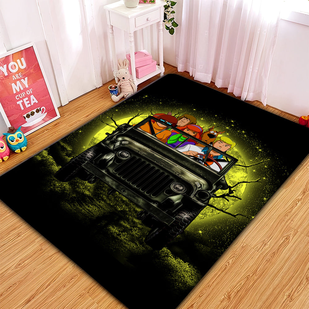 Scooby Doo Ride Jeep Funny Anime Moonlight Rug Carpet Rug Home Room Decor Nearkii