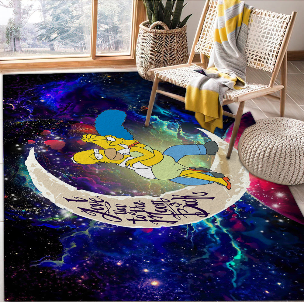Simpsons Family Love You To The Moon Galaxy Rug Carpet Rug Home Room Decor Nearkii