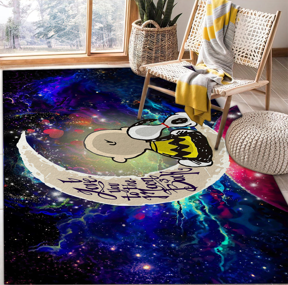 Snoopy Charlie Love You To The Moon Galaxy Rug Carpet Rug Home Room Decor Nearkii