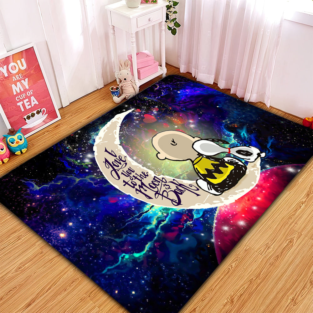 Snoopy Charlie Love You To The Moon Galaxy Rug Carpet Rug Home Room Decor Nearkii