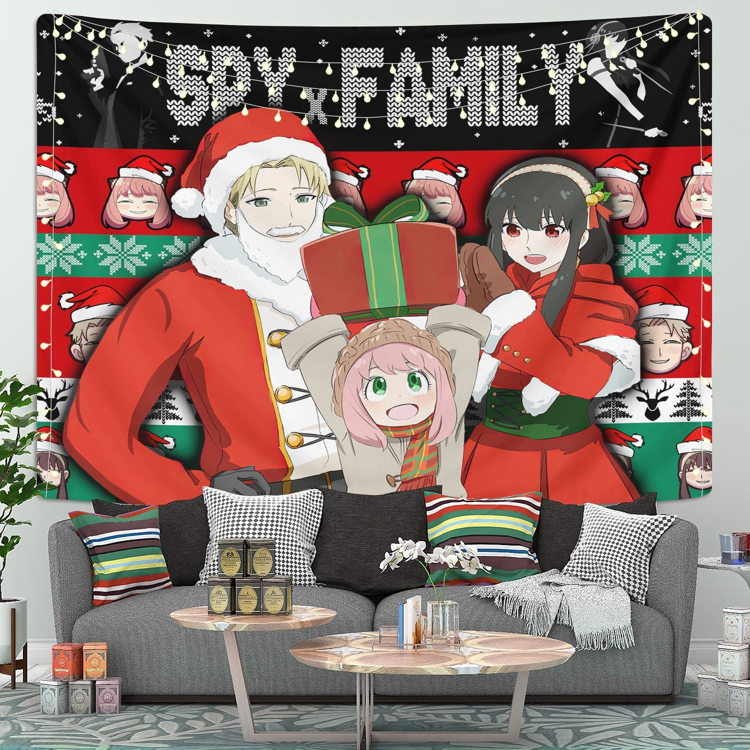 Spy X Family Christmas Tapestry Room Decor Nearkii