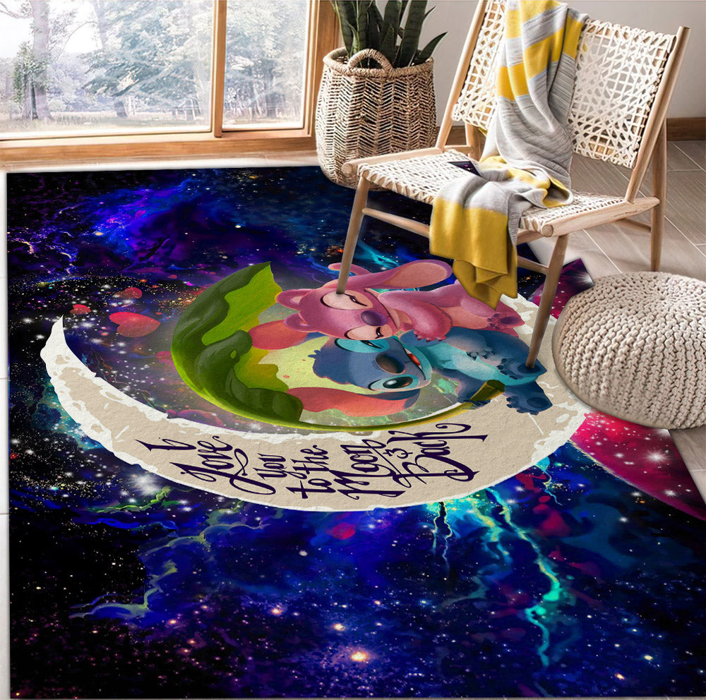 Stitch Angel Love You To The Moon Galaxy Rug Carpet Rug Home Room Decor Nearkii