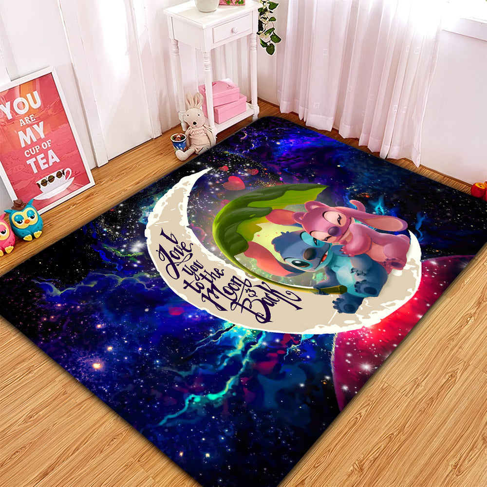 Stitch Angel Love You To The Moon Galaxy Rug Carpet Rug Home Room Decor Nearkii