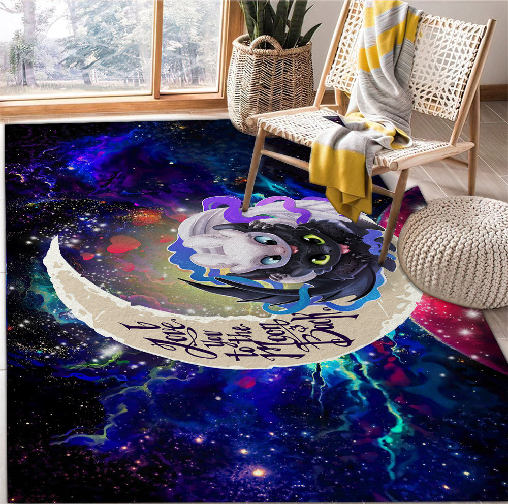 Toothless And Light Fury How To Train Your Dragon Love You To The Moon Galaxy Rug Carpet Rug Home Room Decor Nearkii