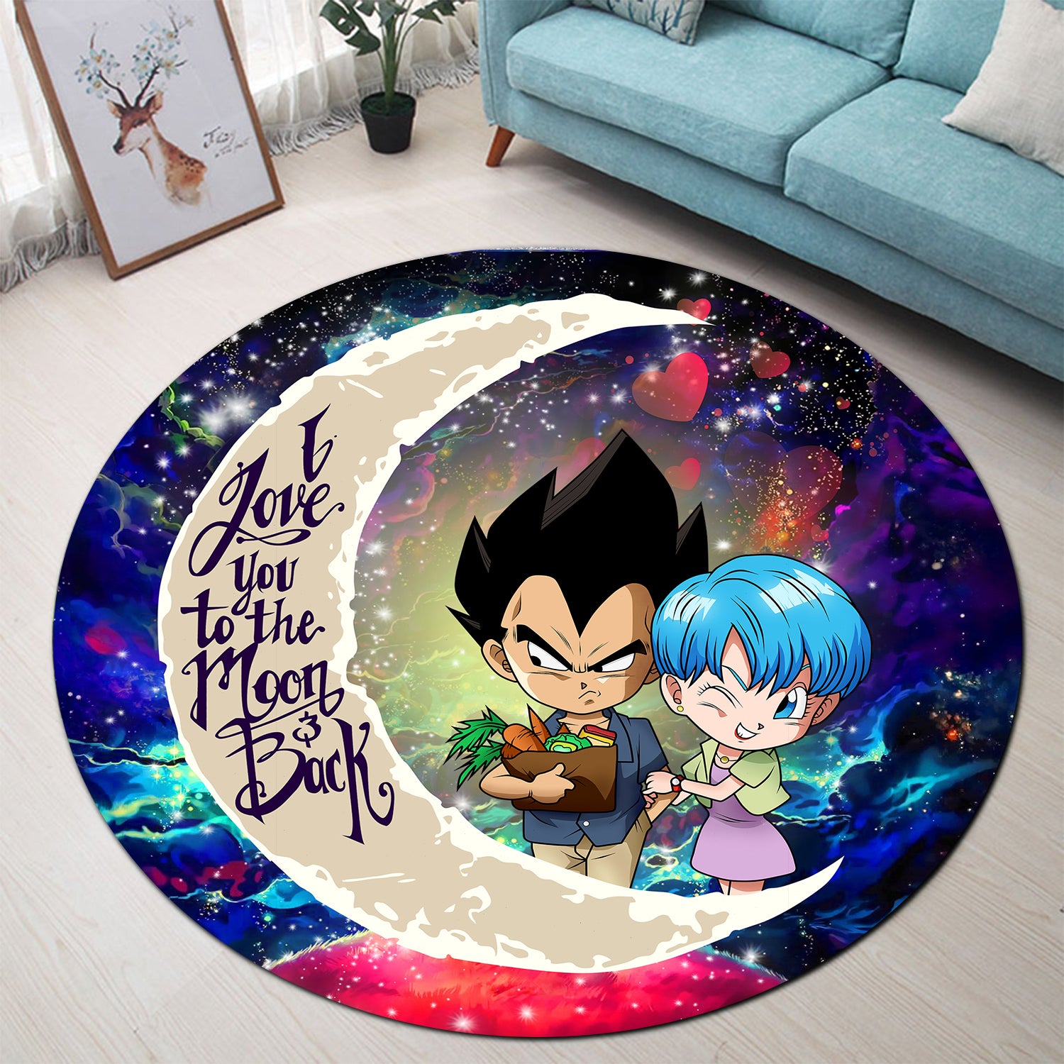 Vegeta And Bulma Dragon Ball Love You To The Moon Galaxy Round Carpet Rug Bedroom Livingroom Home Decor Nearkii