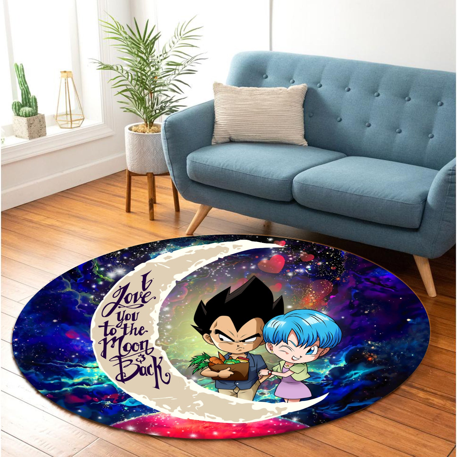 Vegeta And Bulma Dragon Ball Love You To The Moon Galaxy Round Carpet Rug Bedroom Livingroom Home Decor Nearkii