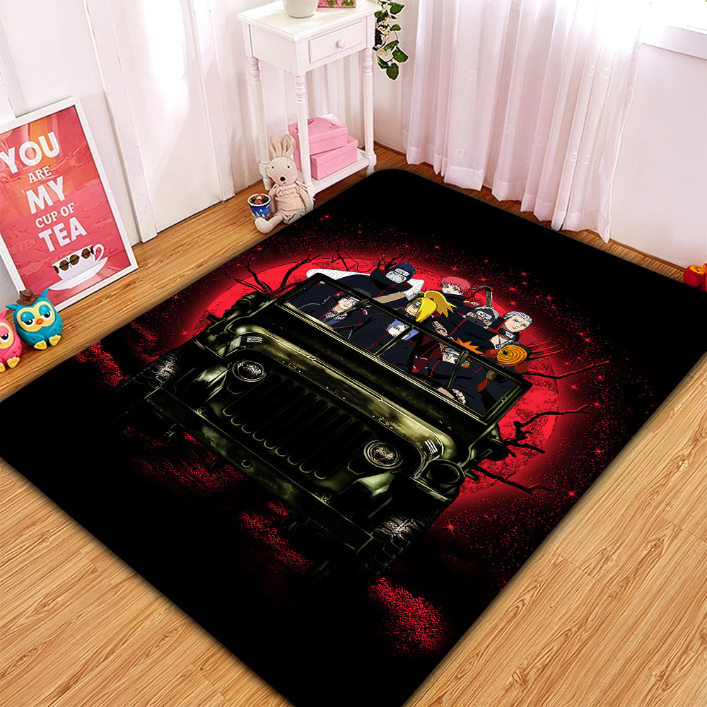 Akatsuki Team Ride Jeep Funny Naruto Anime Moonlight Halloween Rug Carpet Rug Home Room Decor Nearkii