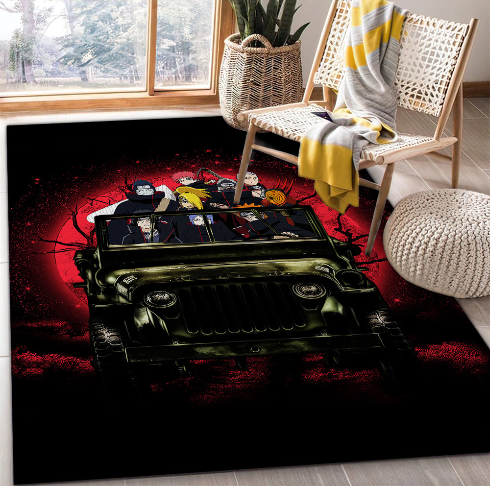 Akatsuki Team Ride Jeep Funny Naruto Anime Moonlight Halloween Rug Carpet Rug Home Room Decor Nearkii