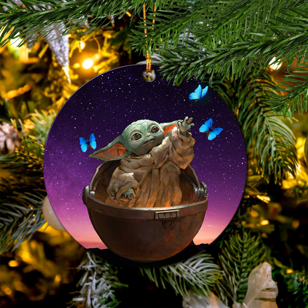 Baby Yoda Galaxy Butterfly Mica Ornament Perfect Gift For Holiday Nearkii