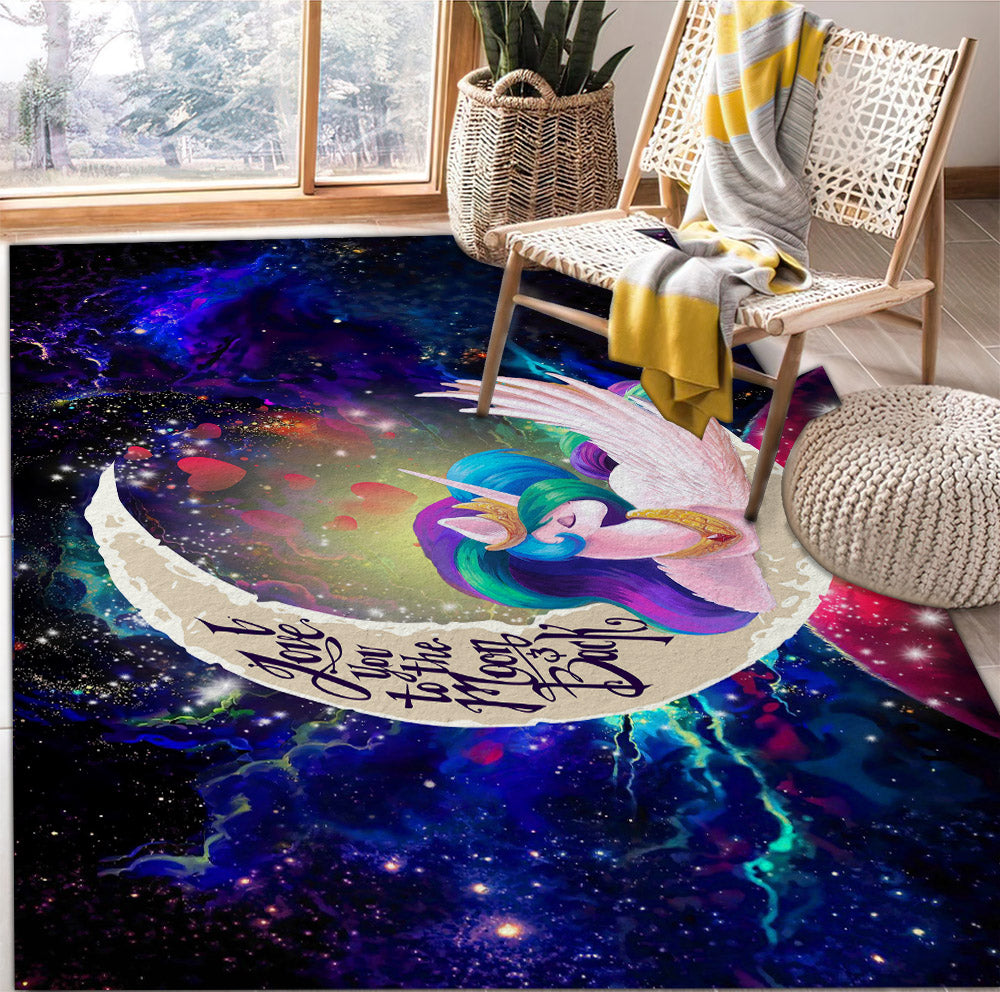 Beauty Unicorn Dog Love You To The Moon Galaxy Rug Carpet Rug Home Room Decor Nearkii