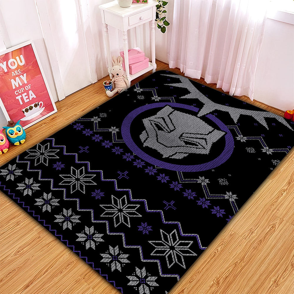 Black Panther Christmas Rug Carpet Rug Home Room Decor Nearkii